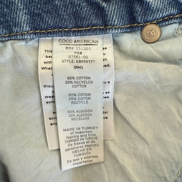 Good American Jeans Womens 6 Blue 941 Good Boy High Rise Straight Boot Slit 29" - Picture 7 of 16